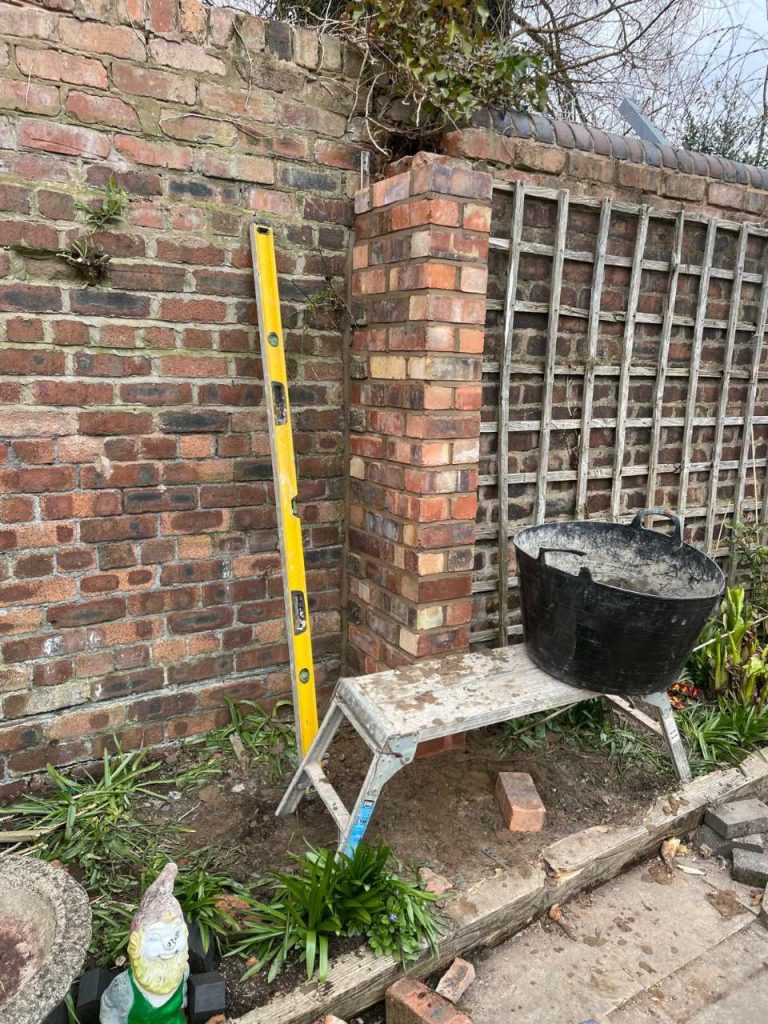 Construction tools in garden setting